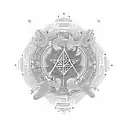 southern Cross surrounded by aboriginal dot art with dragons ans a runic words saying believe in yourself  tattoo design idea