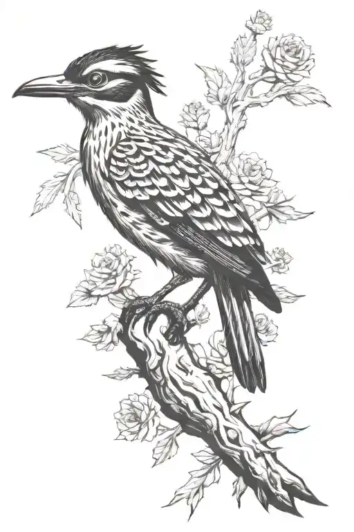 roadrunner on a cactus tattoo design idea