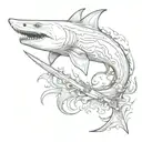 sword emerging shark emerging tattoo design idea