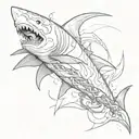 sword emerging shark emerging tattoo design idea