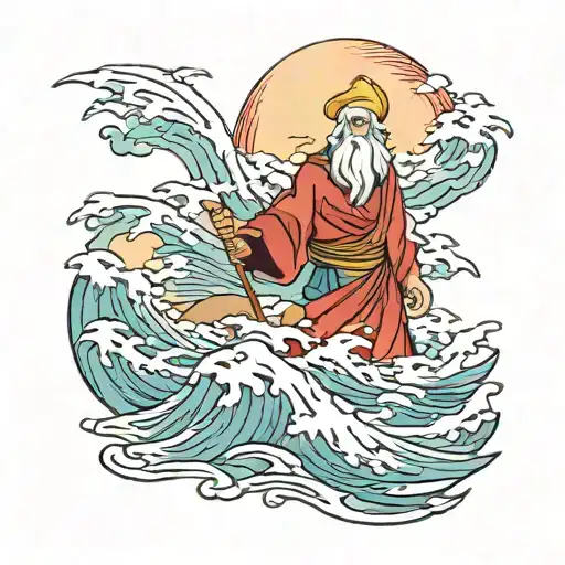 Moses parting the Red Sea  tattoo design idea