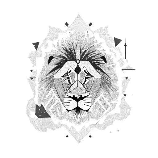A majestic lion standing on top of a mountain peak, with a starry night sky as the backdrop tattoo design idea
