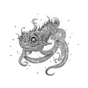 basilisk with floral background tattoo design idea