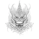 basilisk with floral background tattoo design idea