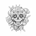 sugar skull and cactus tattoo design idea