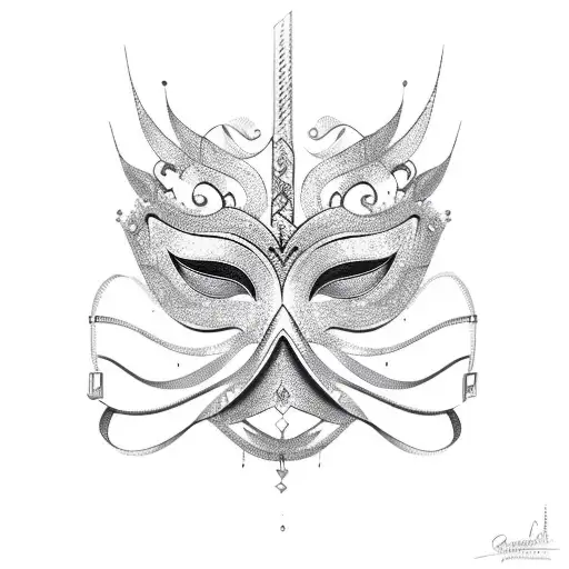 Masquerade mask with autism sybol tattoo design idea
