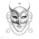 masquerade mask with infinity symbol tattoo design idea