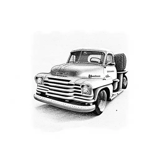 1953 red gmc truck tattoo design idea