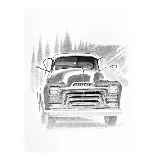 1953 red gmc truck tattoo design idea