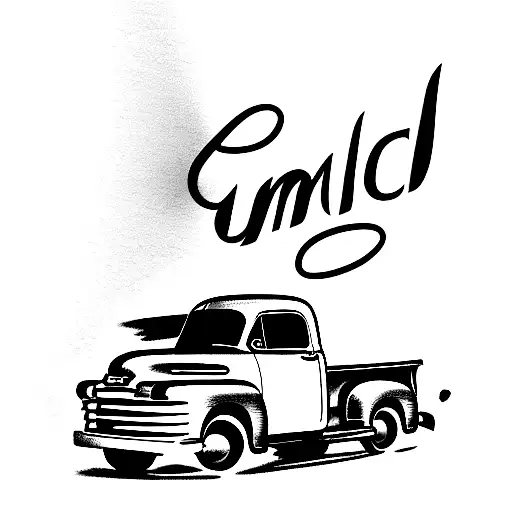 1953 red gmc truck tattoo design idea