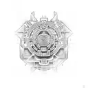 An ancient Mayan calendar integrated with modern computer circuitry tattoo design idea