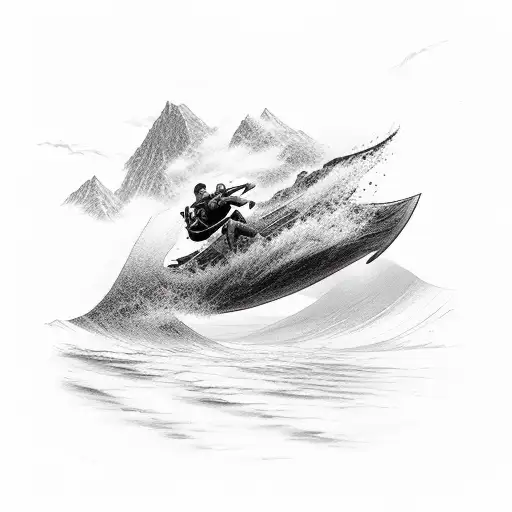 person diving off cliff into water tattoo design idea