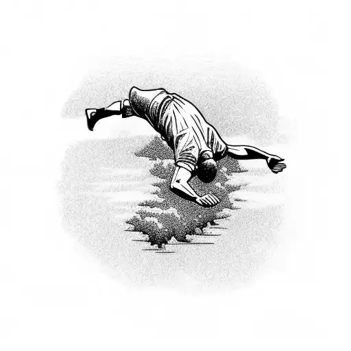 person diving off cliff into water tattoo design idea