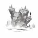 person diving off cliff into water tattoo design idea