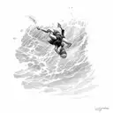 person diving off cliff into water tattoo design idea