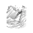 person diving off cliff into water tattoo design idea