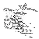 person diving off cliff into water tattoo design idea