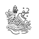 person diving off cliff into water tattoo design idea