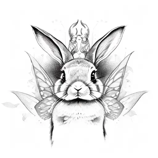 bunny with fairy wings tattoo design idea