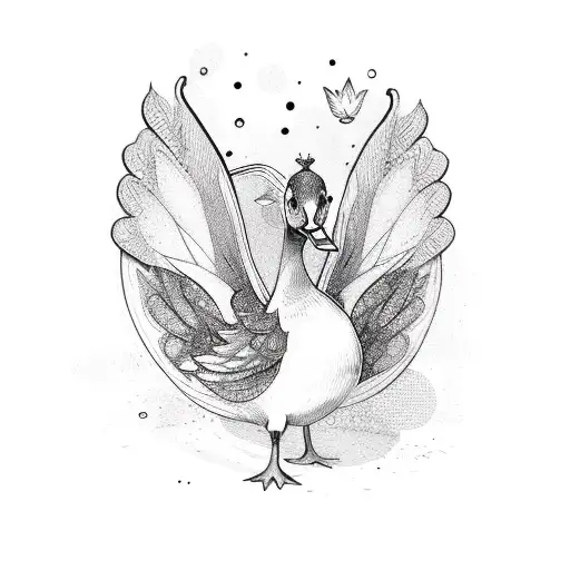 duck with fairy wings tattoo design idea