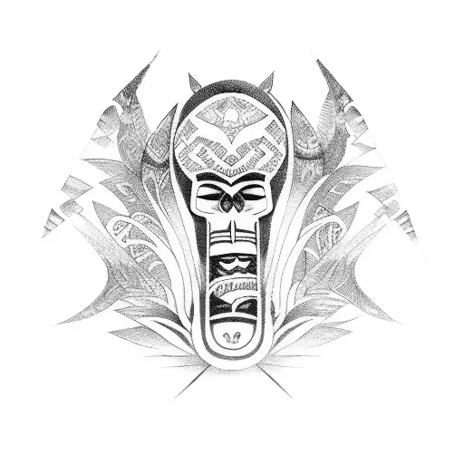 Hawaiian totem pole tattoo design idea