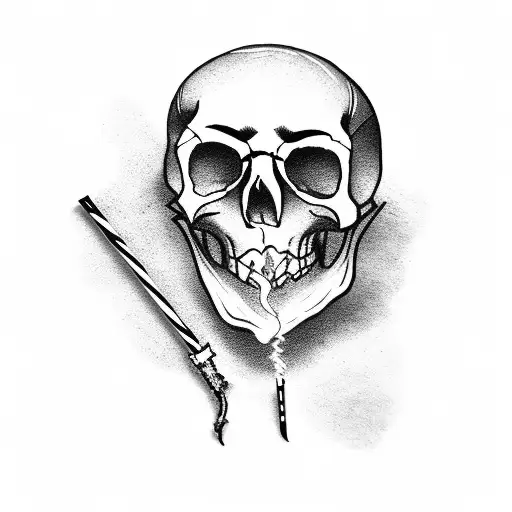 pirate skull smoking cigarette  tattoo design idea