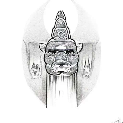 Hawaiian totem pole tattoo design idea