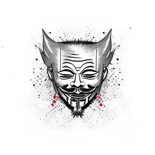 Ichigo Hollow Mask Mixed with Guy Fawkes Mask tattoo design idea