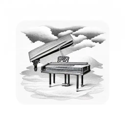 Combine a piano keyboard with a scenic landscape to represent life and memories tattoo design idea