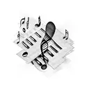 Incorporate musical notes and piano keys into a unique abstract design tattoo design idea