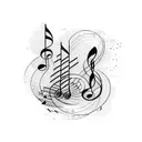 Incorporate musical notes and piano keys into a unique abstract design tattoo design idea