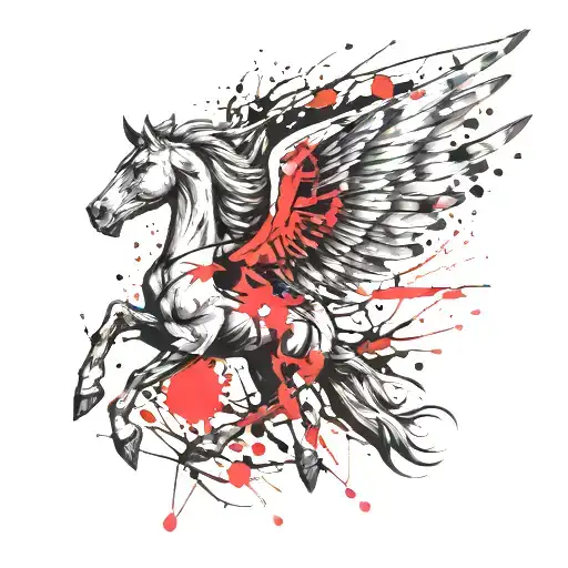 Pegasus flying tattoo design idea