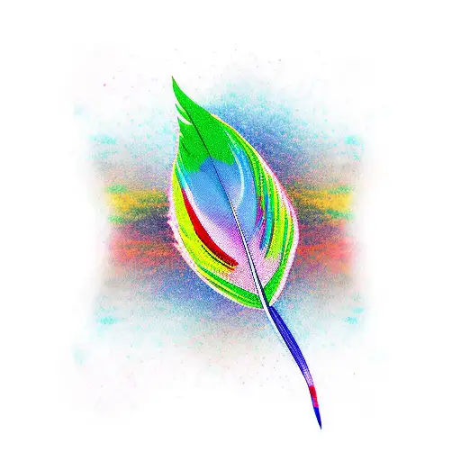 rainbow peackock feather tattoo design idea