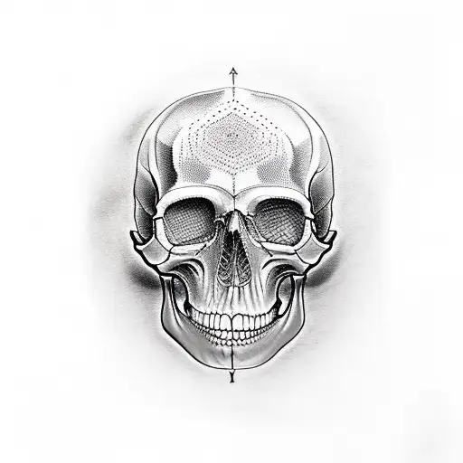 dark human skull tattoo design idea