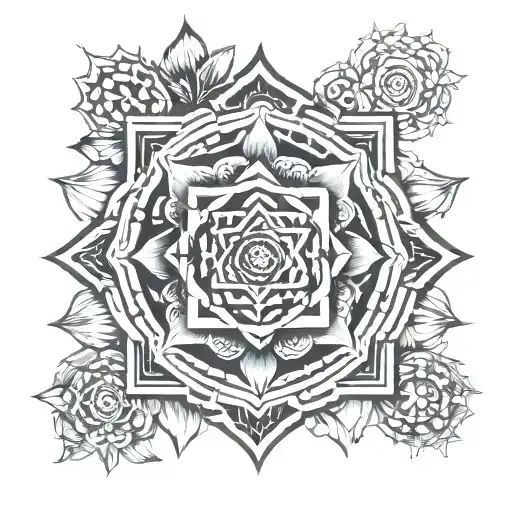 shree yantra mandala lotus tattoo design idea