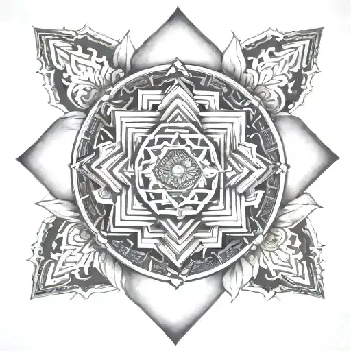 shree yantra mandala lotus tattoo design idea