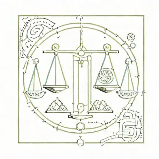 Libra sign with a brain in one side and money in the other side made by binary code 1's and 0's. tattoo design idea