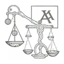 Libra sign with a brain in one side and money in the other side made by binary code 1's and 0's. tattoo design idea