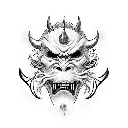 Oni Mask with the words "this isn't even my final form" tattoo design idea