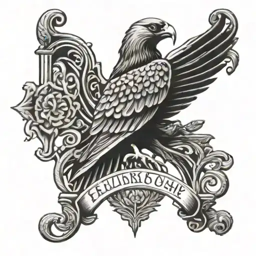 polish falcon Irish harp tattoo design idea