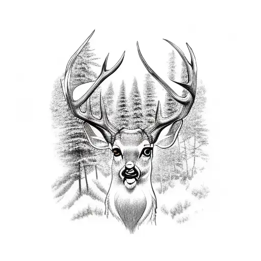 Forest Deer  tattoo design idea