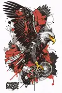 cyborg eagle flying tattoo design idea