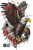cyborg eagle flying tattoo design idea