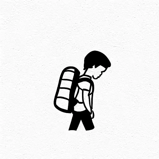 a little boy with his backpack tattoo design idea