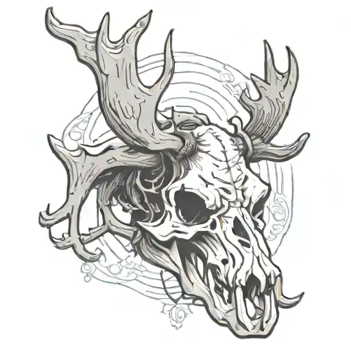 Evil Moose Skull Mysterious tattoo design idea