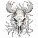 Evil Moose Skull Mysterious tattoo design idea