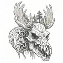 Evil Moose Skull Mysterious tattoo design idea