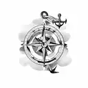 An old school sailor girl figure with a nautical compass and anchor tattoo design idea