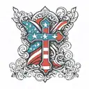 Cross with USA flag with Christian cross tattoo design idea