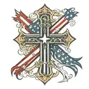 Cross with USA flag with Christian cross tattoo design idea